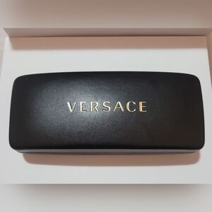 Versace Genuine Black Leather Hard Eyeglass Case